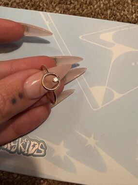 Delicate Gold Circle Ring with Pavé Accent